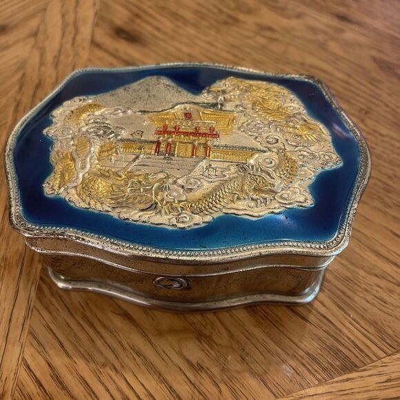 Other - VINTAGE Metal JEWELRY BOX ‎ ( MADE IN OCCUPIED JAPAN )  Trinket Jewelry Casket